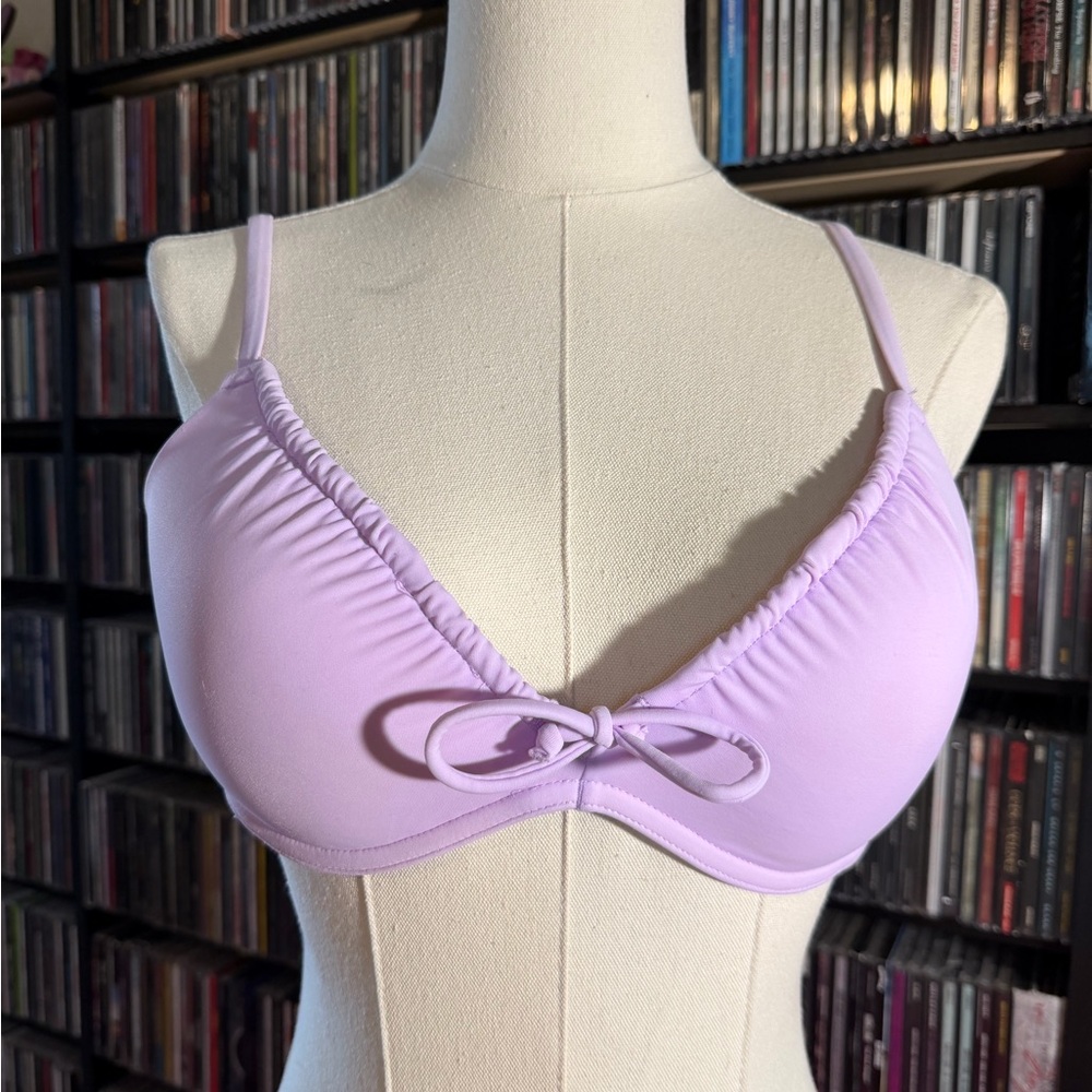 PINK Victorias Secret Lavender Bikini Top Swim Women’s M Push Up Cottagecore